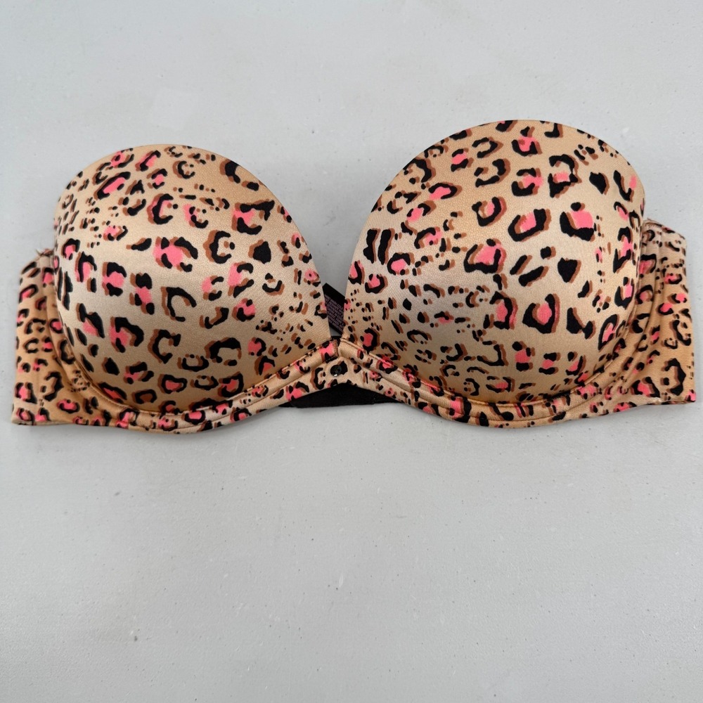 Victoria's Secret Very Sexy Strapless Bra‎ 34C Leopard Animal Print Padded